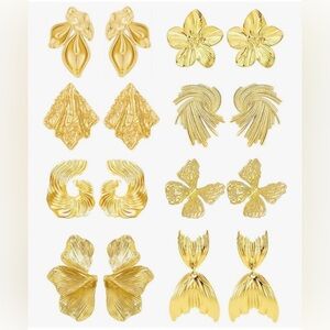 Elegant Gold-Tone Floral Earrings Set